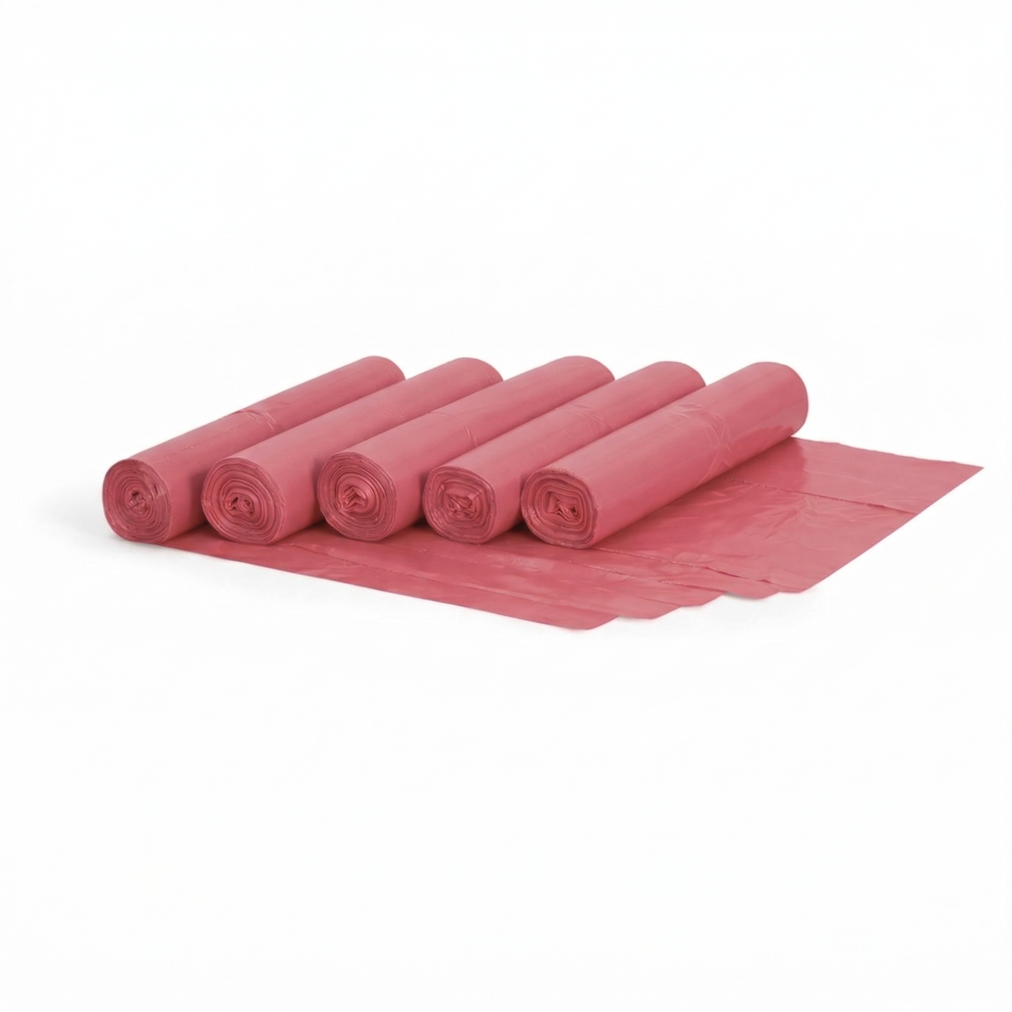 Pytle na odpad 120 litrů, 700 x 1100 mm, LDPE, 80 mikronů, 150 ks, červený