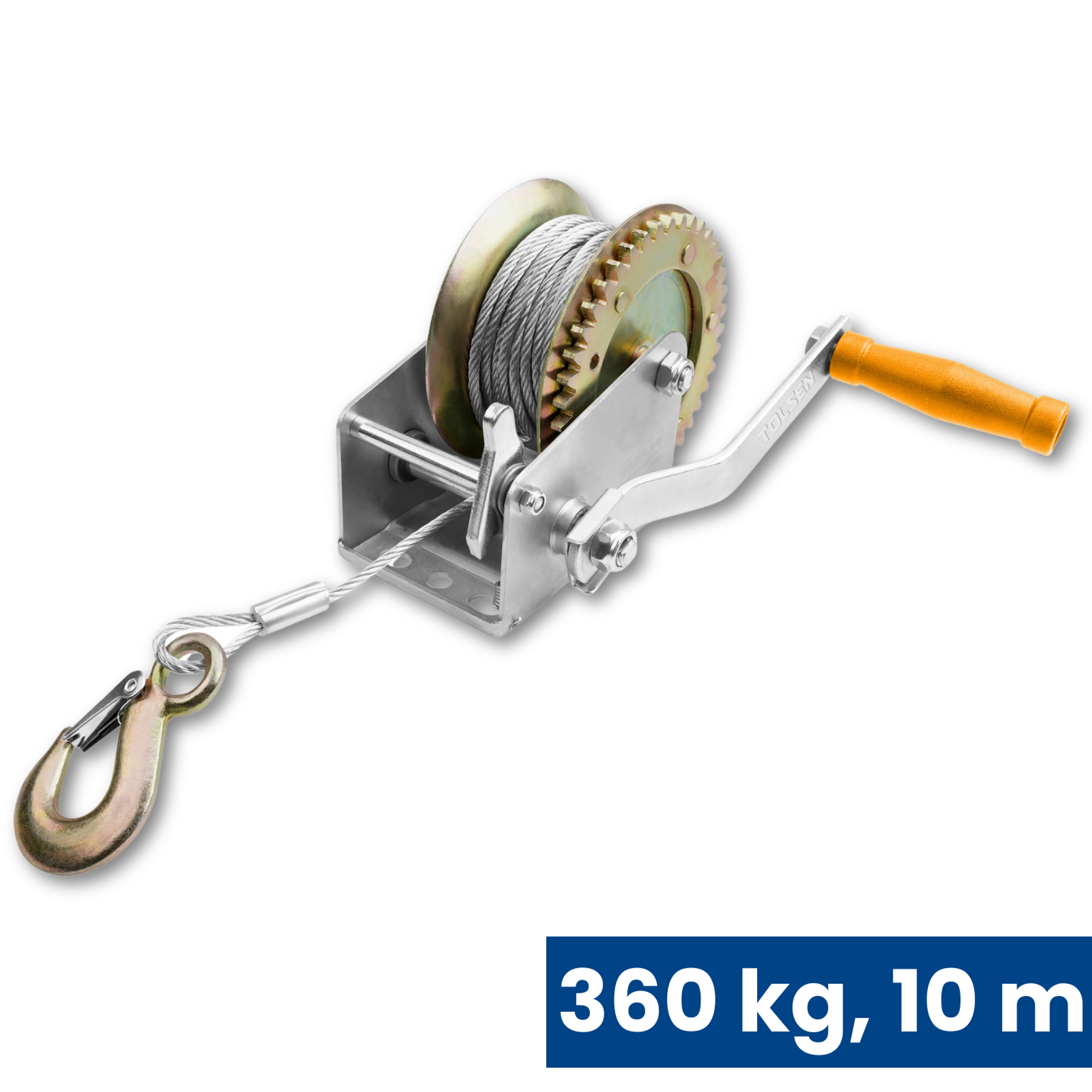 Ręczna wciągarka linowa do ciągnięcia i podnoszenia, 360 kg, lina 10 m