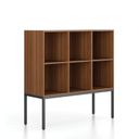 Regał FRAME, niski, z czarną podstawą, 1299 x 450 x 1331 mm, orzech amerykański