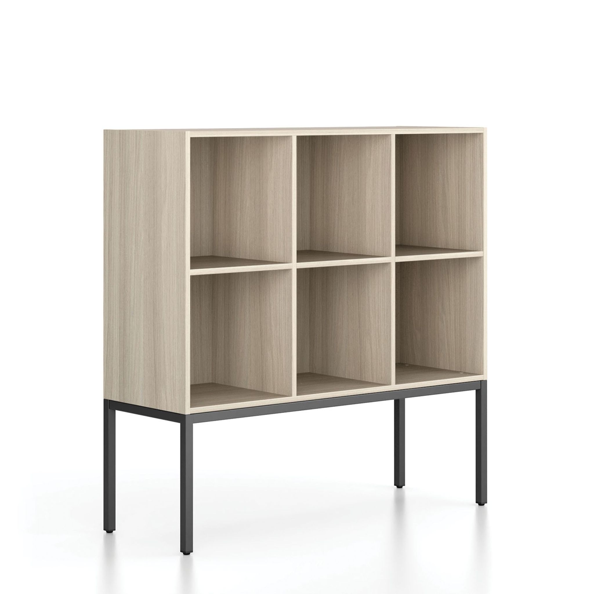 Regál FRAME, nízká, s černou podnoží, 1299 x 450 x 1331 mm