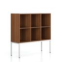 Regál FRAME, nízký, s bílou podnoží, 1299 x 450 x 1331 mm, ořech