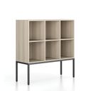 Regál FRAME, nízký, s černou podnoží, 1299 x 450 x 1331 mm, dub přírodní