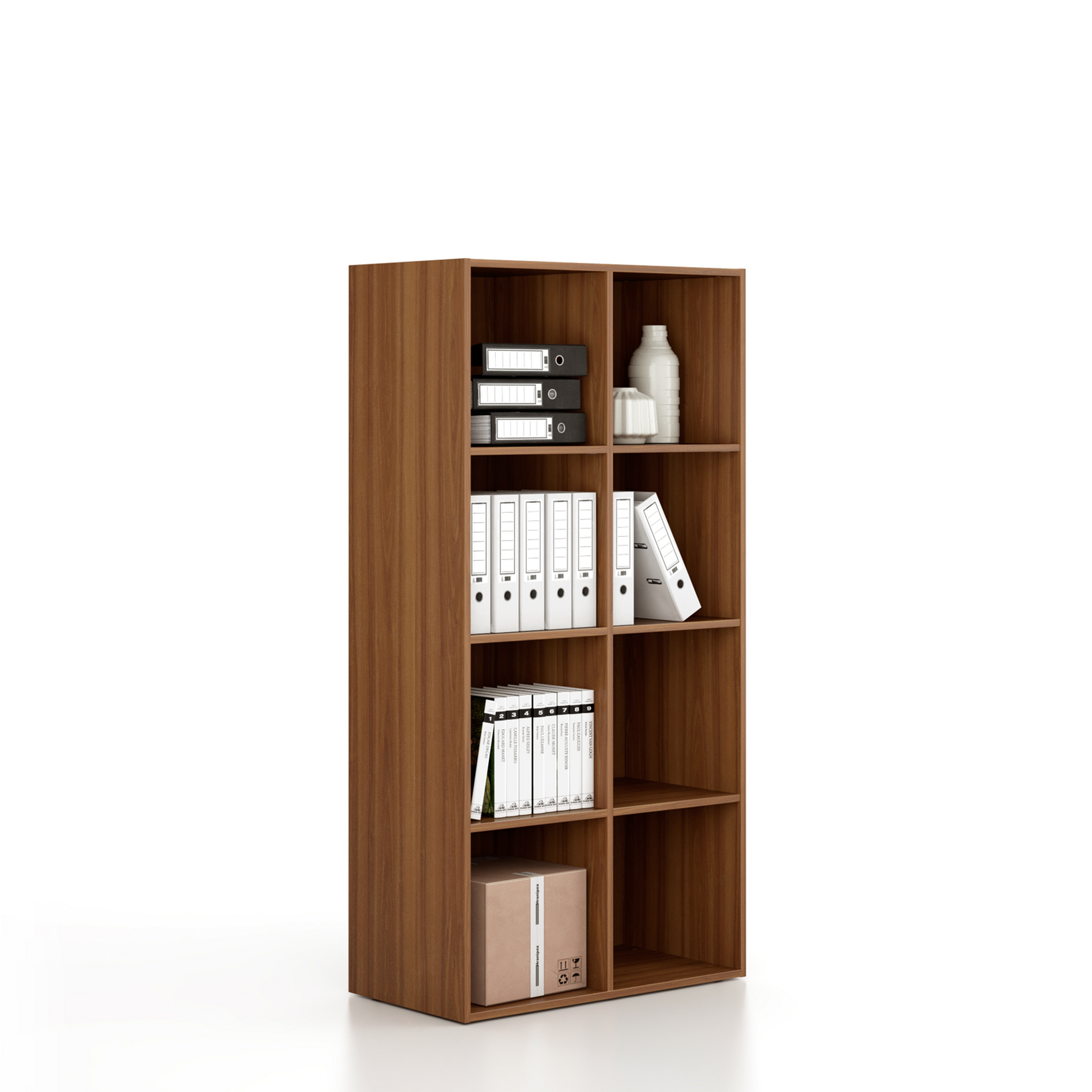 Regál FRAME, nižší, 2 sloupce, 1735 x 872 x 450 mm, ořech