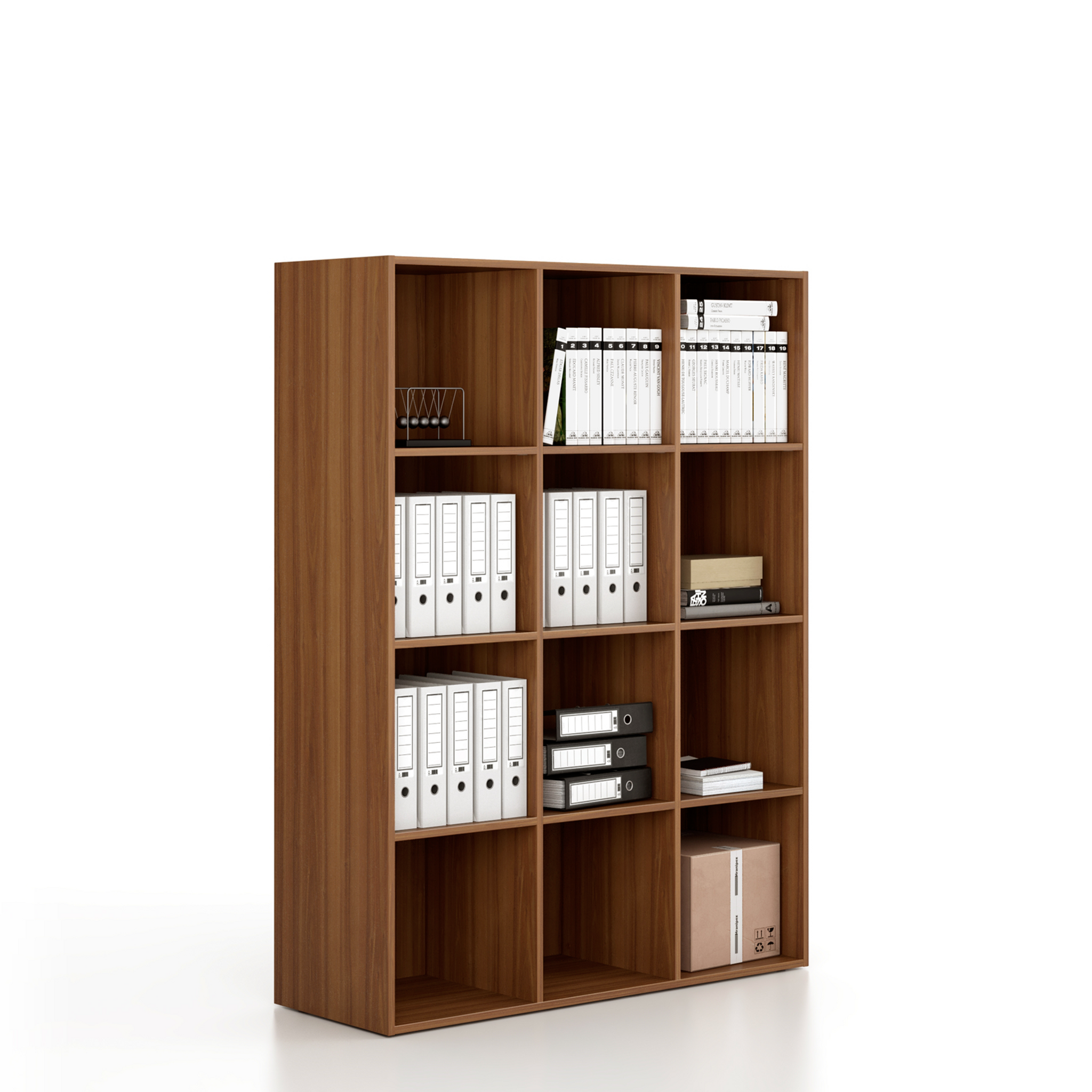 Regál FRAME, nižšie, 3 stĺpce, 1735 x 1299 x 450 mm, orech