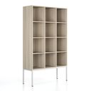 Regál FRAME, s bielou podnožou, 1299 x 450 x 2185 mm, dub prírodný