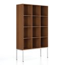 Regał FRAME, z białą podstawą, 1299 x 450 x 2185 mm, orzech