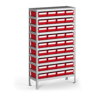 Regal mit Sichtlagerkästen ShelfBox, 1600 x 800 x 400 mm, 36x Typ E