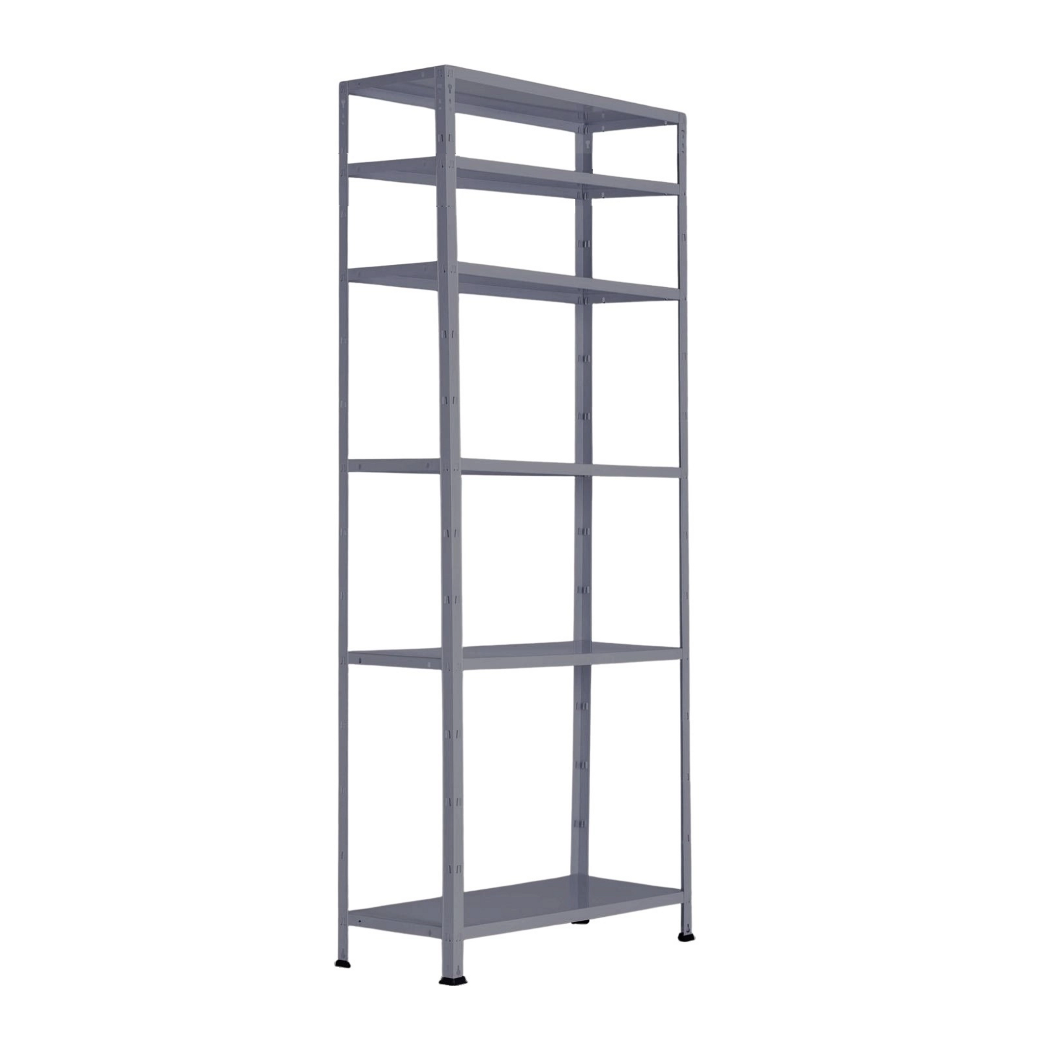 Regał półkowy 1760x750x300 mm, 6 półek, nośność półek 75 kg, RAL 7031