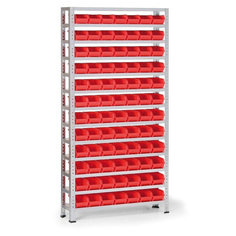 Fotografia produktu: Regál s plastovými boxmi BASIC, 1730 x 850 x 300 mm, 84x box A