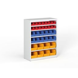 Regál s plastovými boxmi BASIC so zadnou stenou - 1150 x 400 x 920 mm, 16x A, 12x B, 8x C