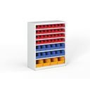Regál s plastovými boxmi BASIC so zadnou stenou - 1150 x 400 x 920 mm, 32xA, 12xB, 4xC