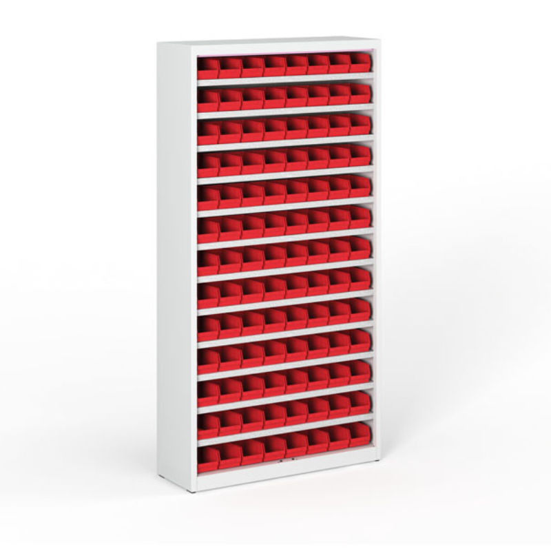Fotografia produktu: Regál s plastovými boxmi BASIC so zadnou stenou - 1800 x 400 x 920 mm, 104x box A