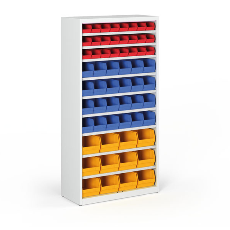 Fotografia produktu: Regál s plastovými boxmi BASIC so zadnou stenou - 1800 x 400 x 920 mm, 24xA,24xB,12xC