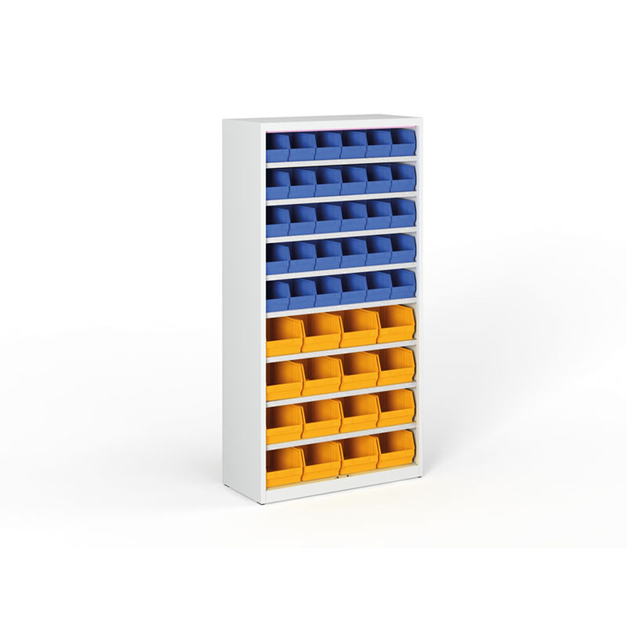 Regál s plastovými boxmi BASIC so zadnou stenou - 1800 x 400 x 920 mm, 30x B, 16x C