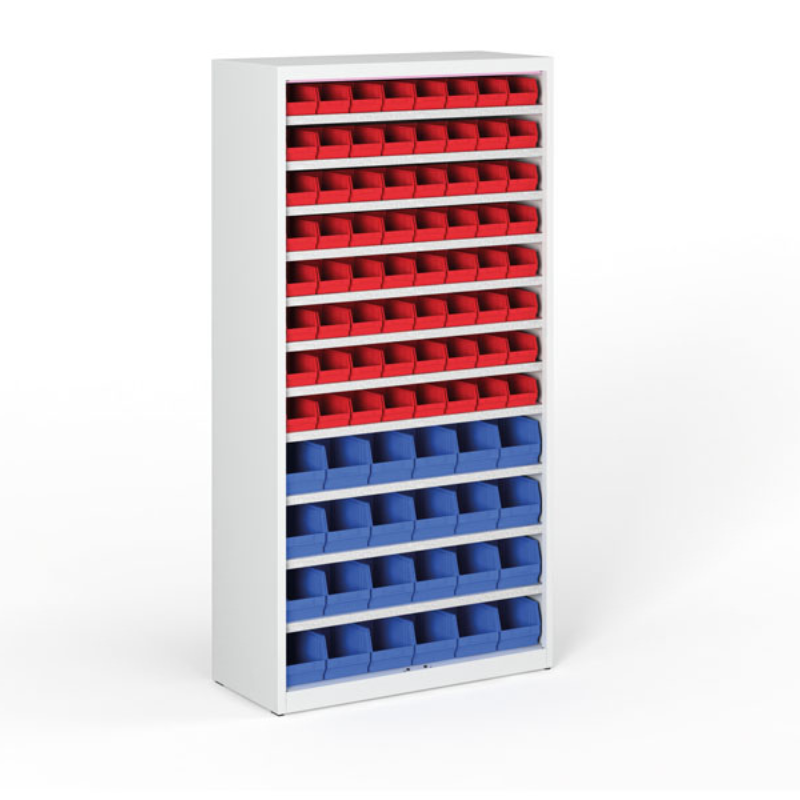 Fotografia produktu: Regál s plastovými boxmi BASIC so zadnou stenou - 1800 x 400 x 920 mm, 64x A, 24x B