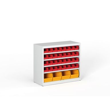 Regál s plastovými boxmi BASIC so zadnou stenou - 800 x 400 x 920 mm, 32x A, 4x C