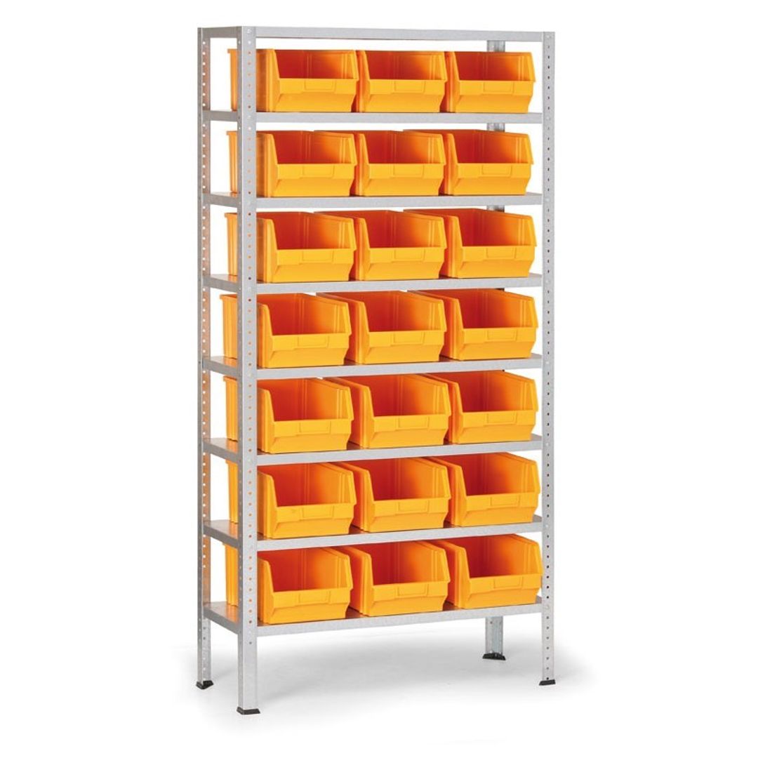 Regál s plastovými boxy BASIC, 1730 x 850 x 300 mm, 21x box C | B2B Partner