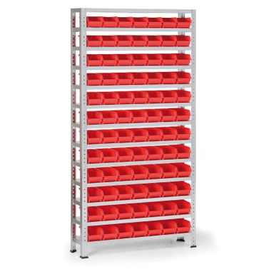 Regál s plastovými boxy BASIC, 1730 x 850 x 300 mm, 84x box A