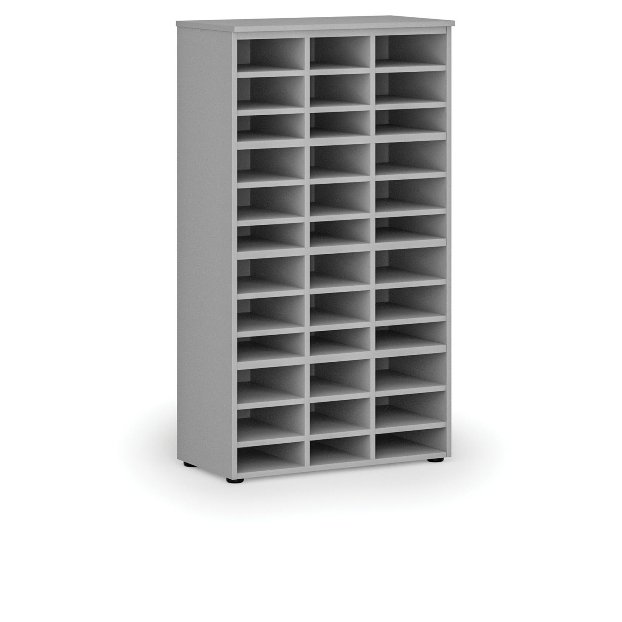 Regał sortujący PRIMO GRAY, 800 x 420 x 1434 mm, 36 przegród, szary