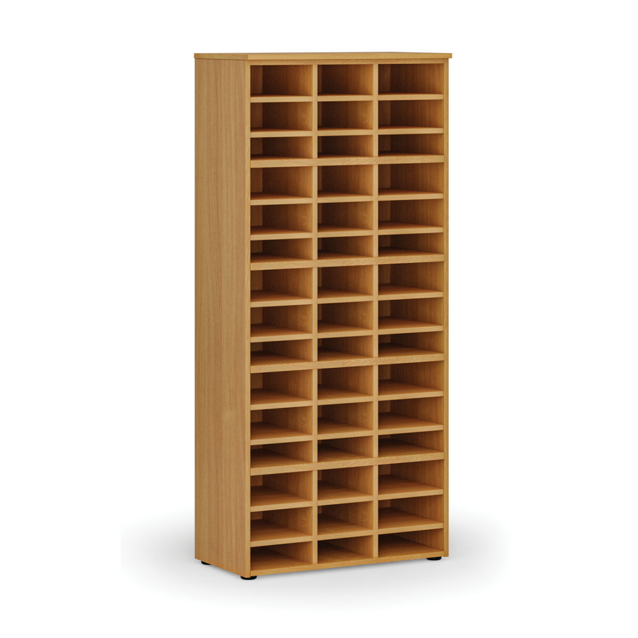 Regał sortujący PRIMO WOOD, 800 x 420 x 1781 mm, 45 przegród, buk