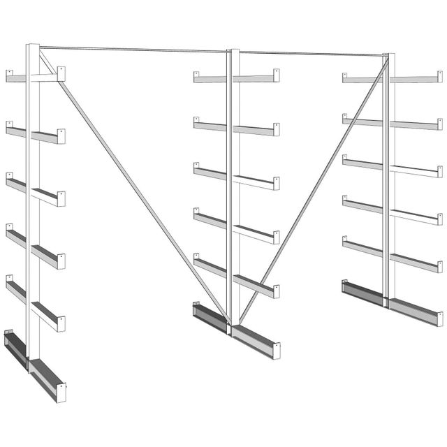 Regał wspornikowy, dwustronny, 200 kg, 2000 x 2700 x 590 mm