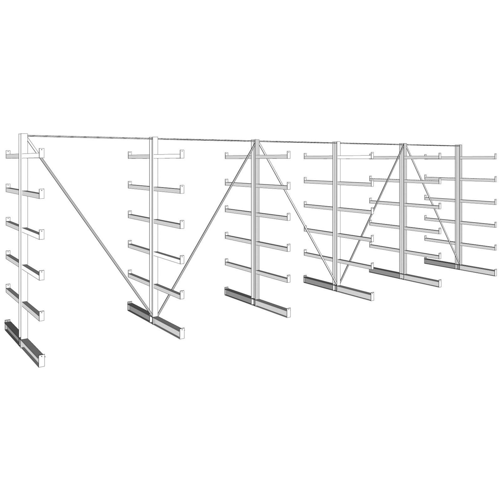 Regał wspornikowy, dwustronny, 200 kg, 2000 x 6750 x 590 mm