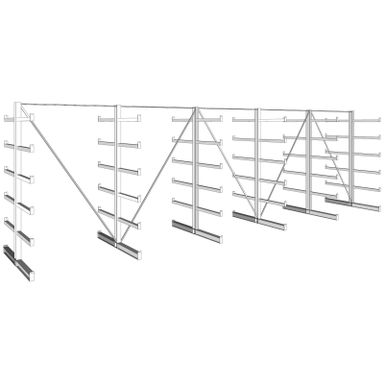 Regał wspornikowy, dwustronny, 200 kg, 2000 x 6750 x 590 mm