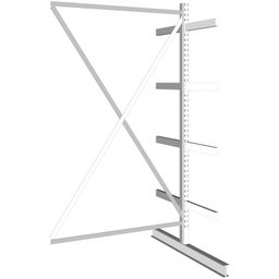 Regał wspornikowy, dwustronny, 355 kg, 2500 x 1330 x 1440 mm, dodatkowy