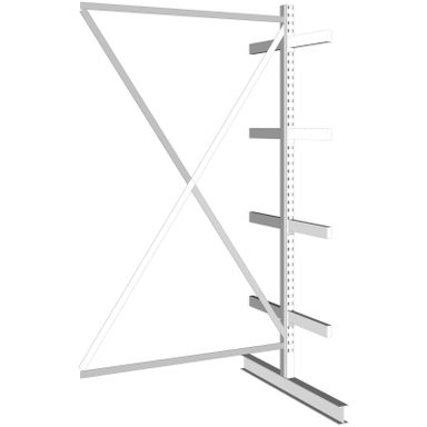 Regał wspornikowy, dwustronny, 430 kg, 2500 x 1330 x 1240 mm, dodatkowy