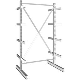 Regał wspornikowy, dwustronny, 430 kg, 2500 x 1330 x 1240 mm, podstawowy
