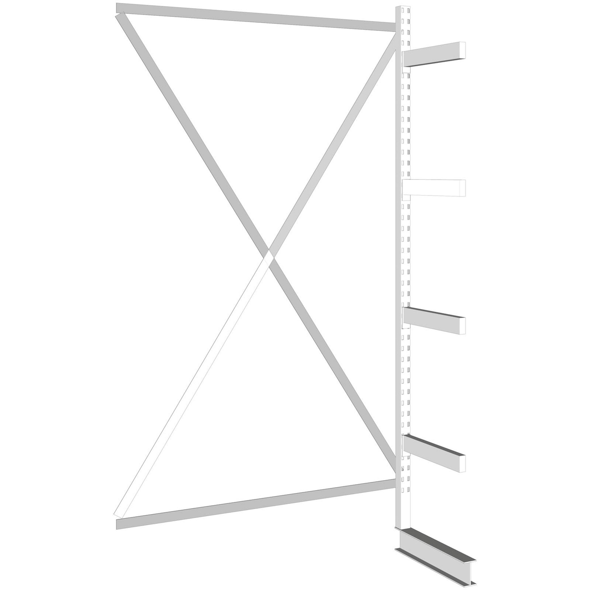 Regał wspornikowy, jednostronny, 430 kg, 2500 x 1330 x 730 mm, dodatkowy