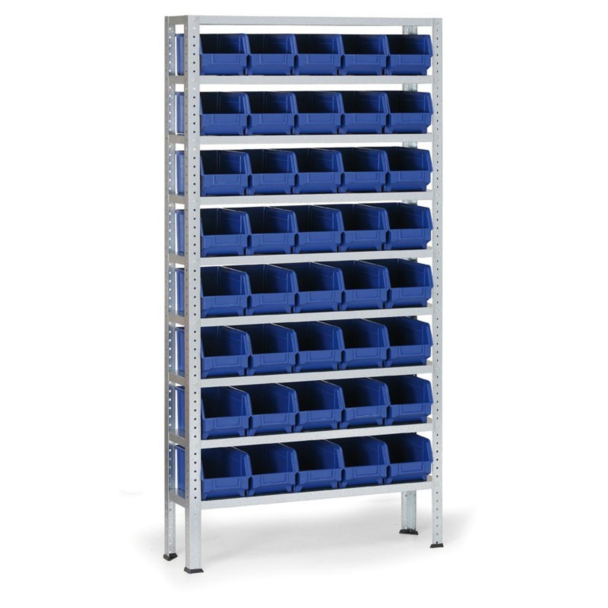 Regał z plastikowymi pojemnikami BASIC, 1730 x 850 x 300 mm, 40x pojemnik typu B