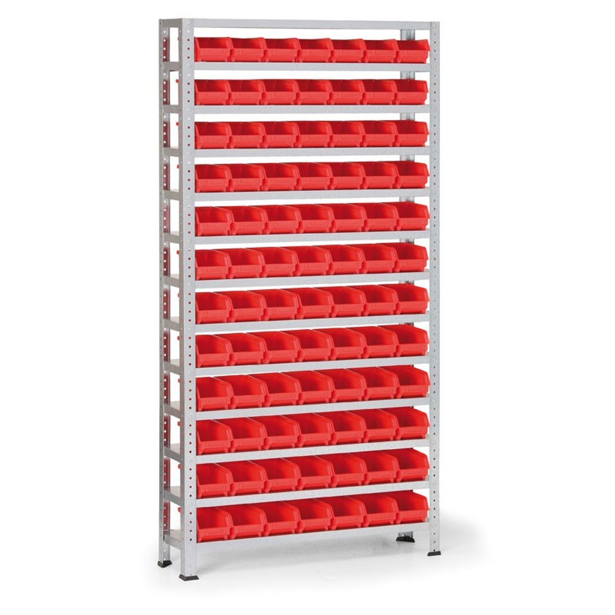 Regał z plastikowymi pojemnikami BASIC, 1730 x 850 x 300 mm, 84x pojemnik typu A