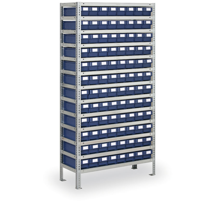 Regał z pojemnikami MAX - 2000 x 300 x 1000 mm, 96x boks A | B2B Partner