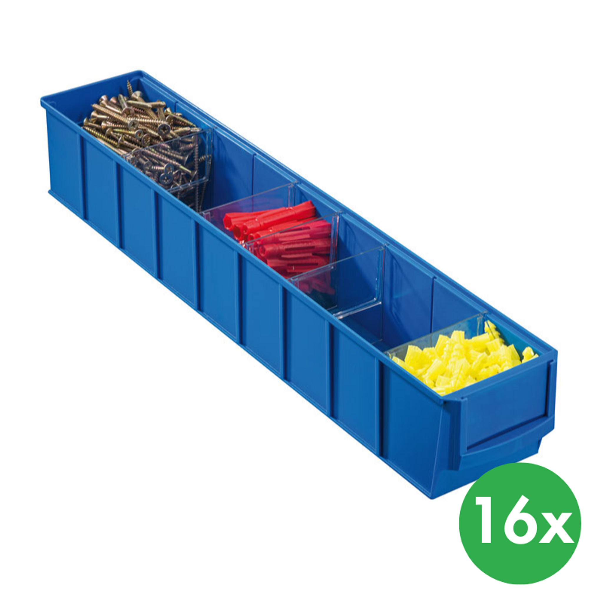 Regalkästen ShelfBox typ C - 91 x 500 x 81 mm, 16 Stk., blau