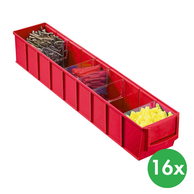 Regalkästen ShelfBox typ C - 91 x 500 x 81 mm, 16 Stk., rot