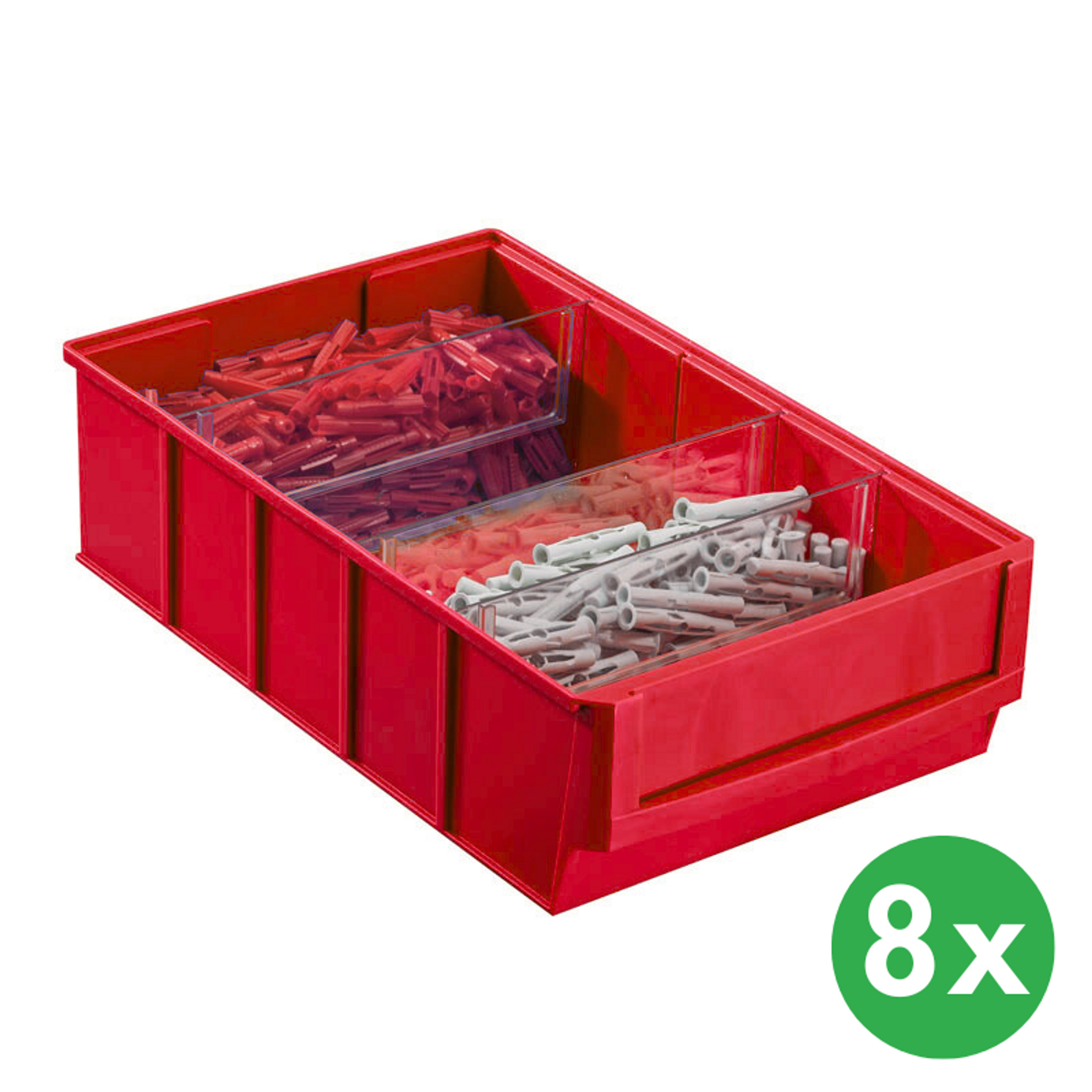 Regalkästen ShelfBox Typ D - 183 x 300 x 81 mm, 8 Stk., rot