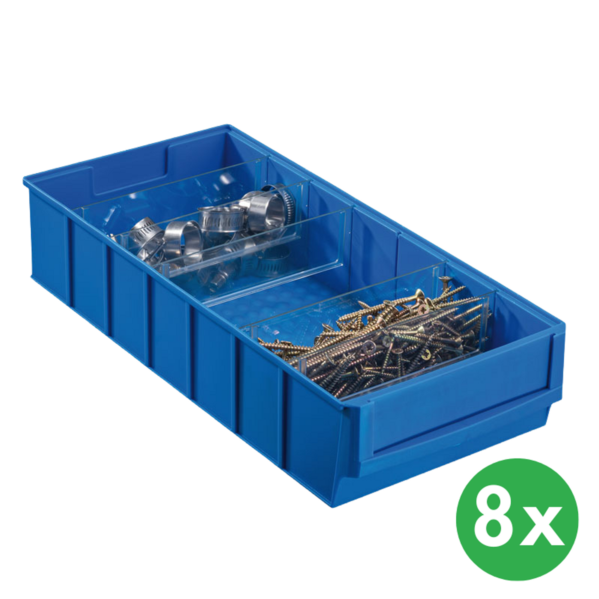 Regalkästen ShelfBox Typ E - 183 x 400 x 81 mm, 8 ks, blau