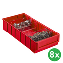 Regalkästen ShelfBox Typ E - 183 x 400 x 81 mm, 8 ks, rot