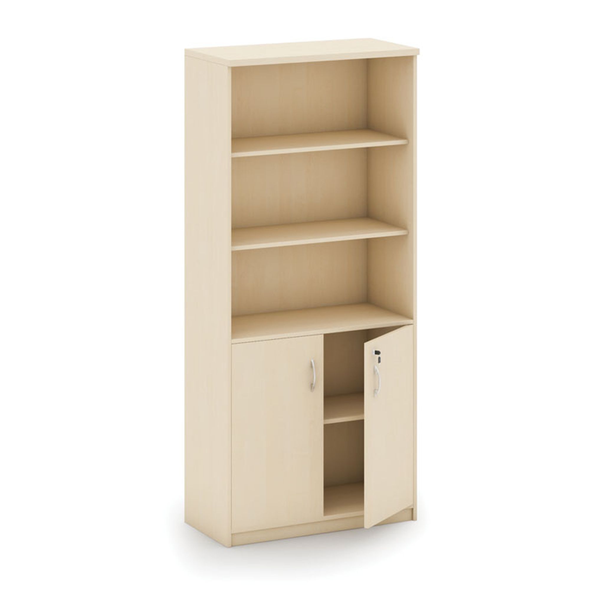 Regalschrank mit Türen MIRELLI, 2-türig, 800 x 400 x 1800 mm, Birke