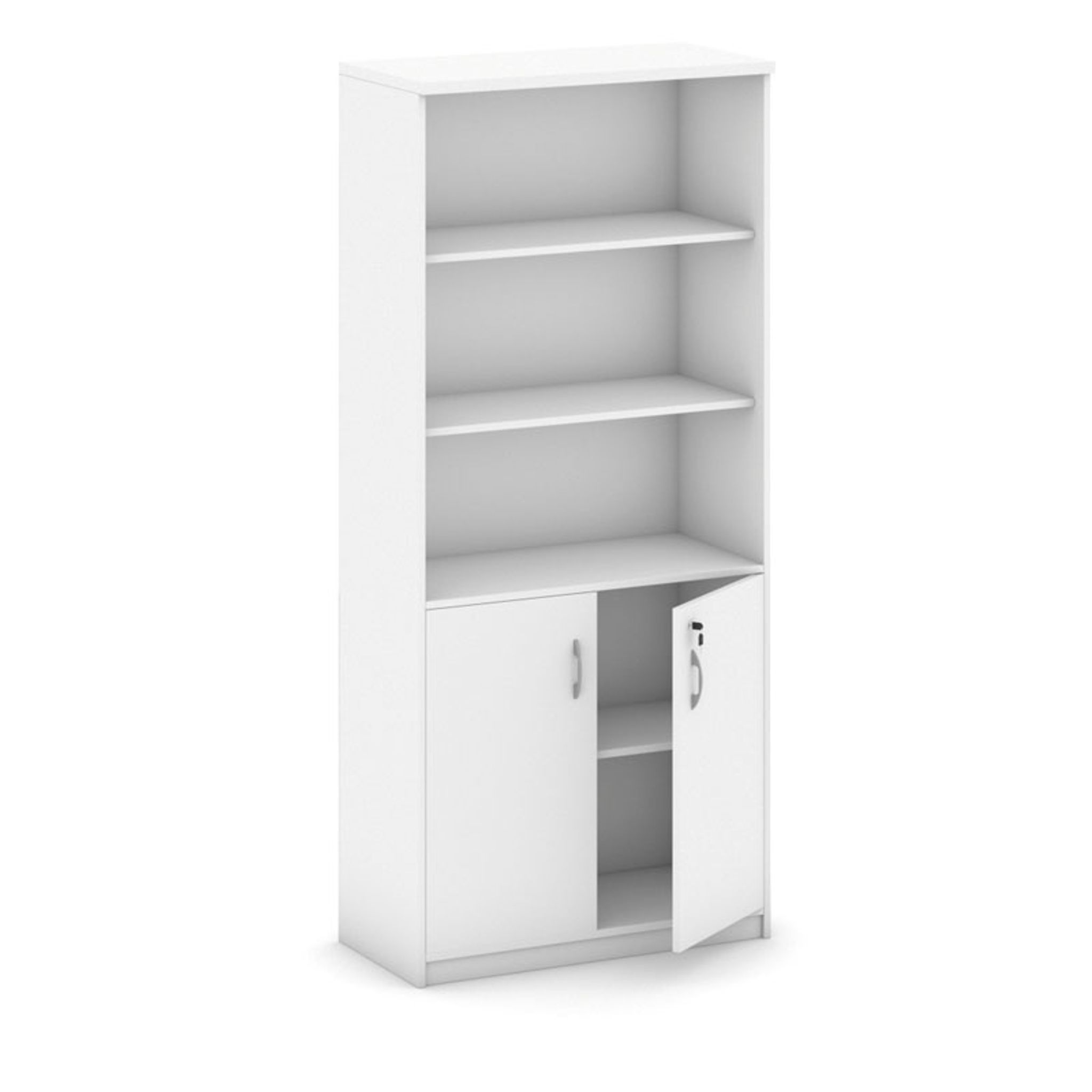 Regalschrank mit Türen MIRELLI, 800 x 400 x 1800 mm, weiß