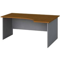 Rohový kancelársky písací stôl PRIMO FLEXI, 160x120 cm, pravý, sivá/čerešňa