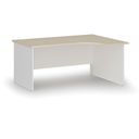 Rohový kancelársky písací stôl PRIMO WHITE, 160x120 cm, pravý, biela/breza