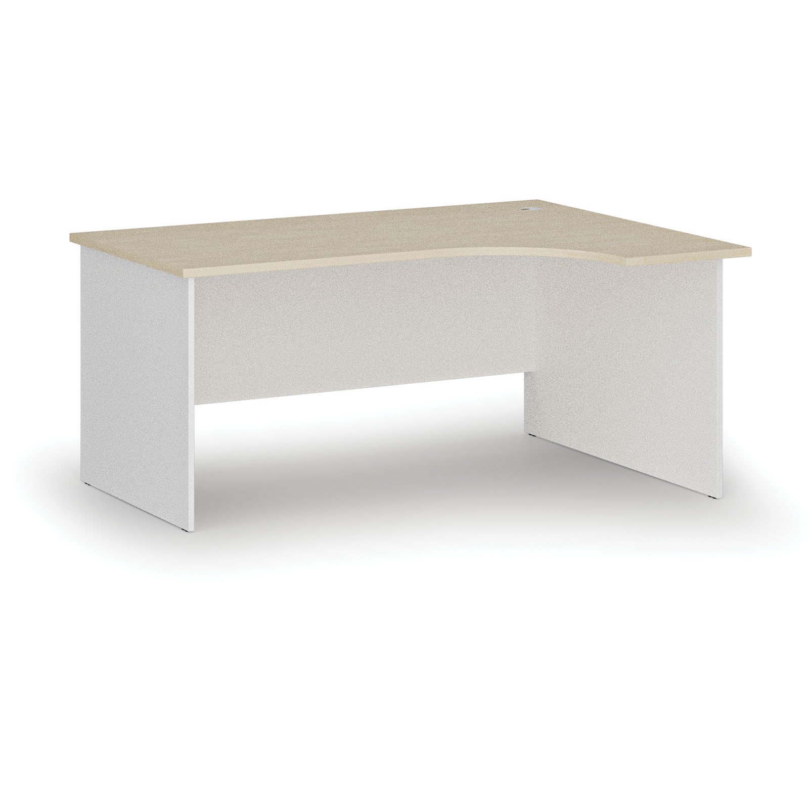 Fotografia produktu: Rohový kancelársky písací stôl PRIMO WHITE, 160x120 cm, pravý, biela/dub prírodný