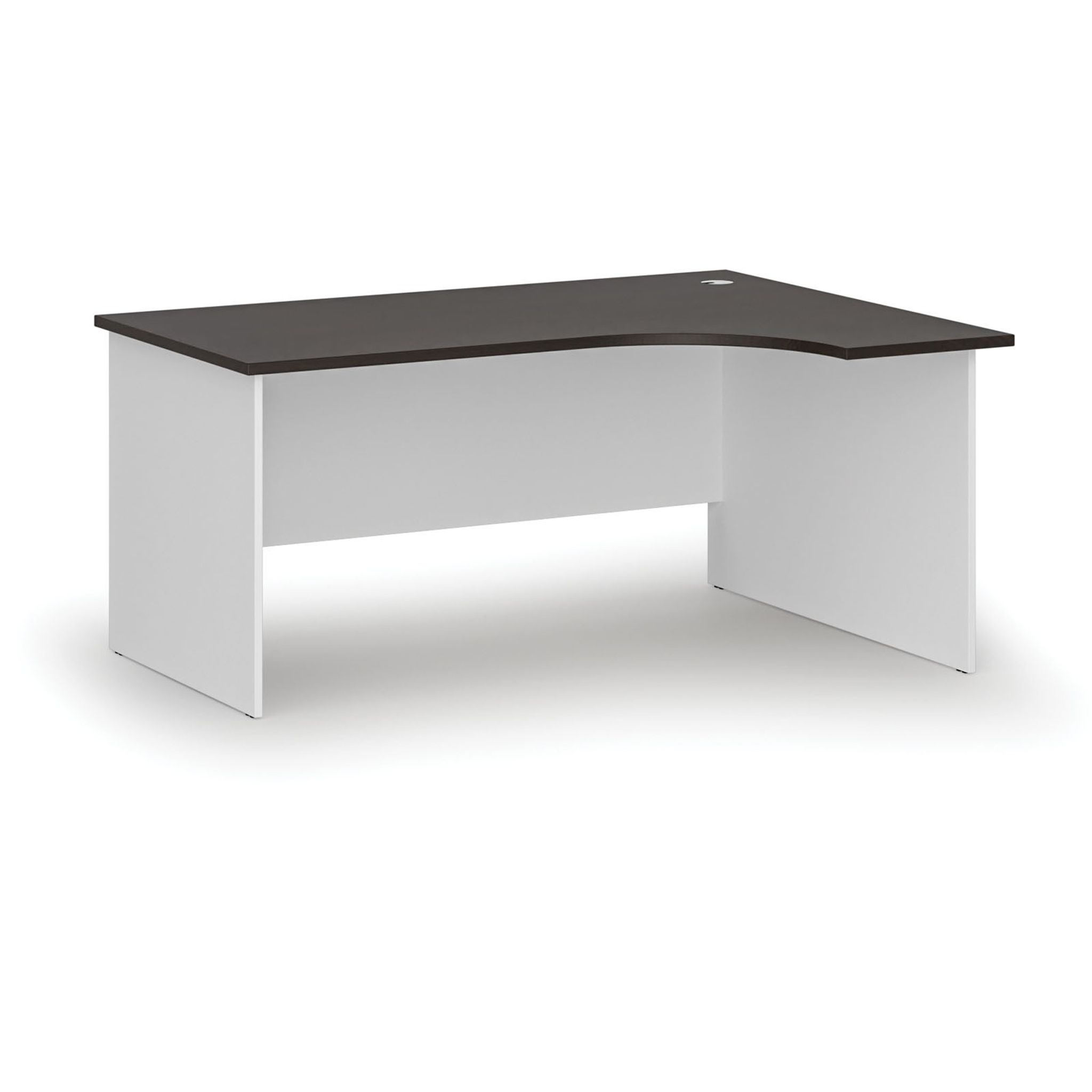 Rohový kancelársky písací stôl PRIMO WHITE, 160x120 cm, pravý, biela/wenge
