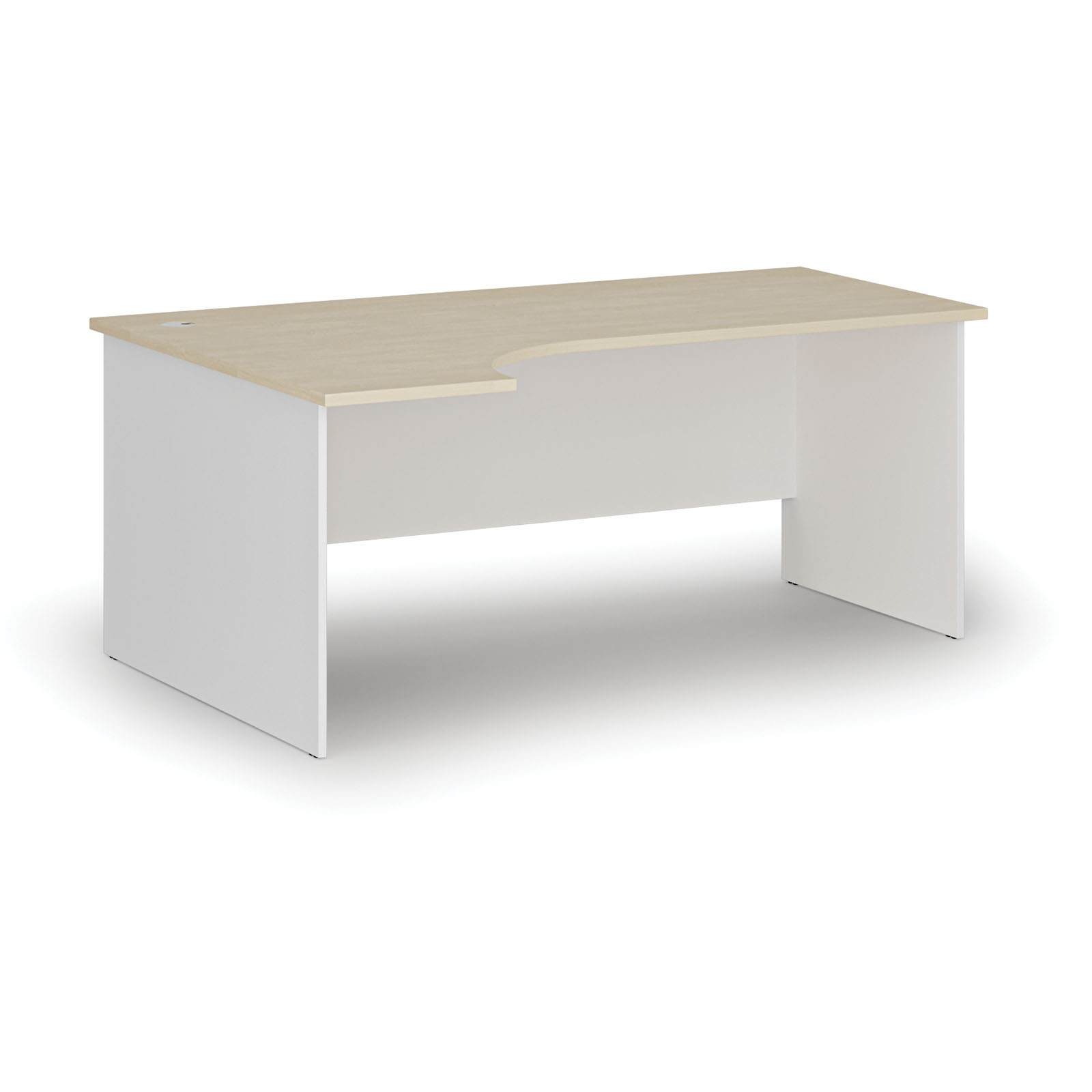 Fotografia produktu: Rohový kancelársky písací stôl PRIMO WHITE, 180x120 cm, ľavý, biela/breza