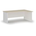 Rohový kancelársky písací stôl PRIMO WHITE, 180x120 cm, pravý, biela/breza