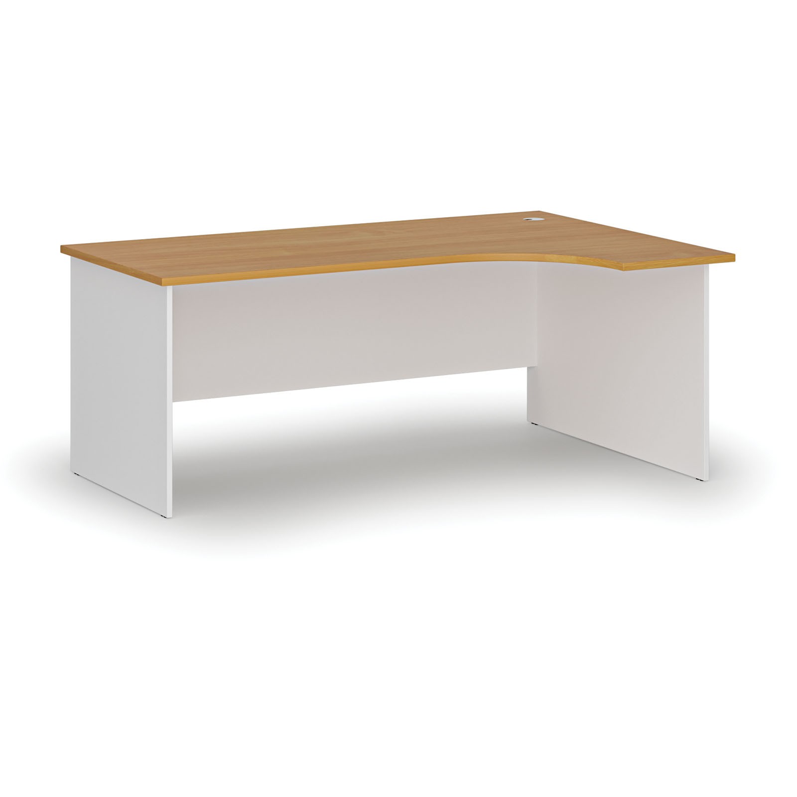 Fotografia produktu: Rohový kancelársky písací stôl PRIMO WHITE, 180x120 cm, pravý, biela/buk