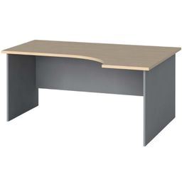 Rohový kancelářský psací stůl PRIMO FLEXI, 160x120 cm, pravý, šedá/bříza