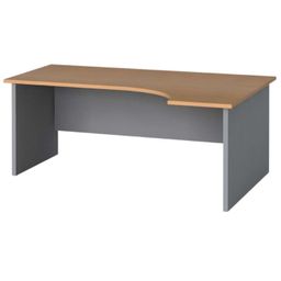 Rohový kancelářský psací stůl PRIMO FLEXI, 180x120 cm, pravý, šedá/buk